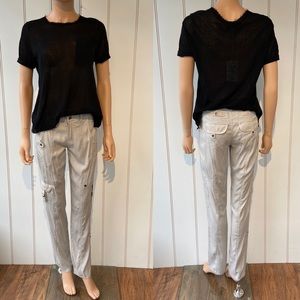 Light Gray Women's Cargo Style Stretch Pants
